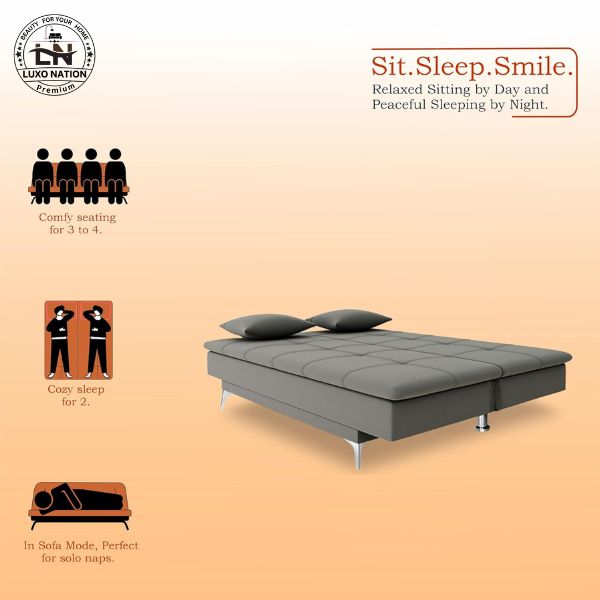 Luxo Nation FoldEase – Premium 3-Seater Sofa Cum Bed (4x6)